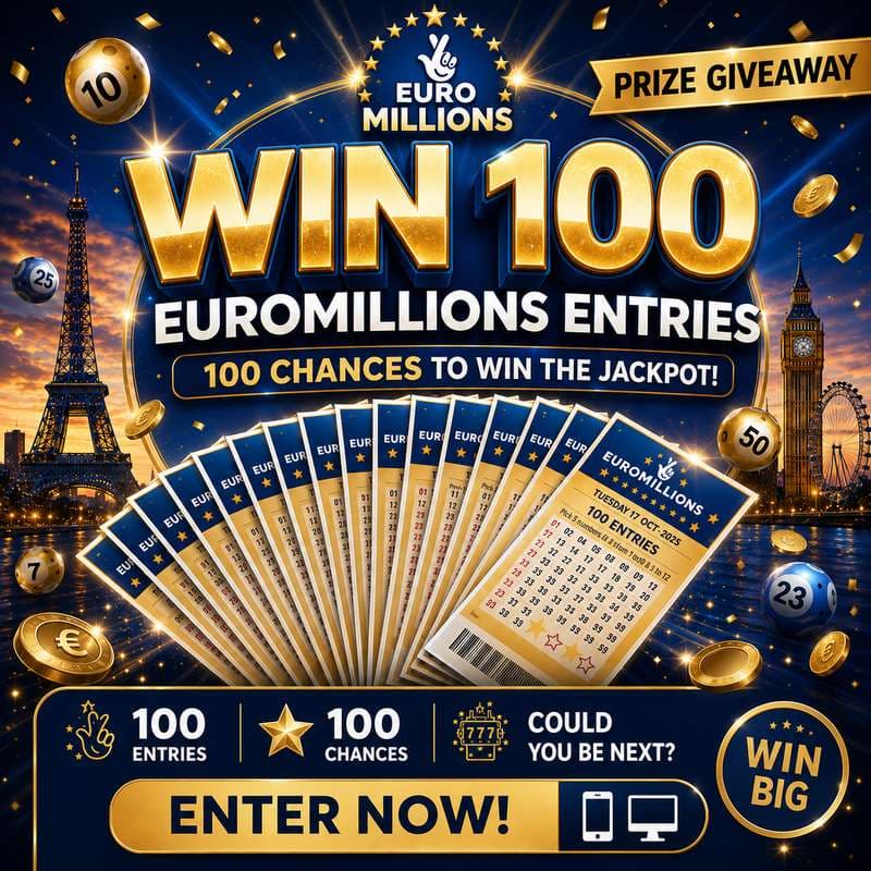 WIN 100 Euromillions Tickets Worth £250